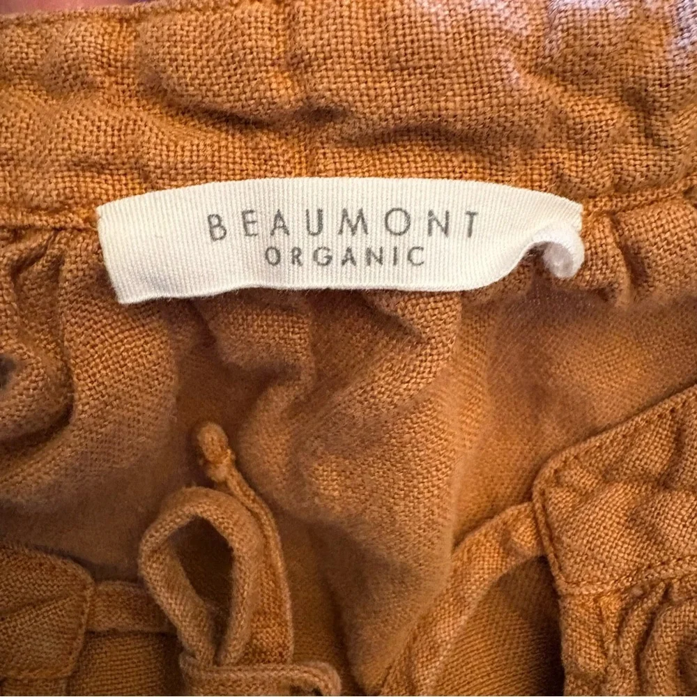 Beaumont‎ Organic Francesca Linen Top In Almond linen blouse balloon sleeves - Picture 6 of 13